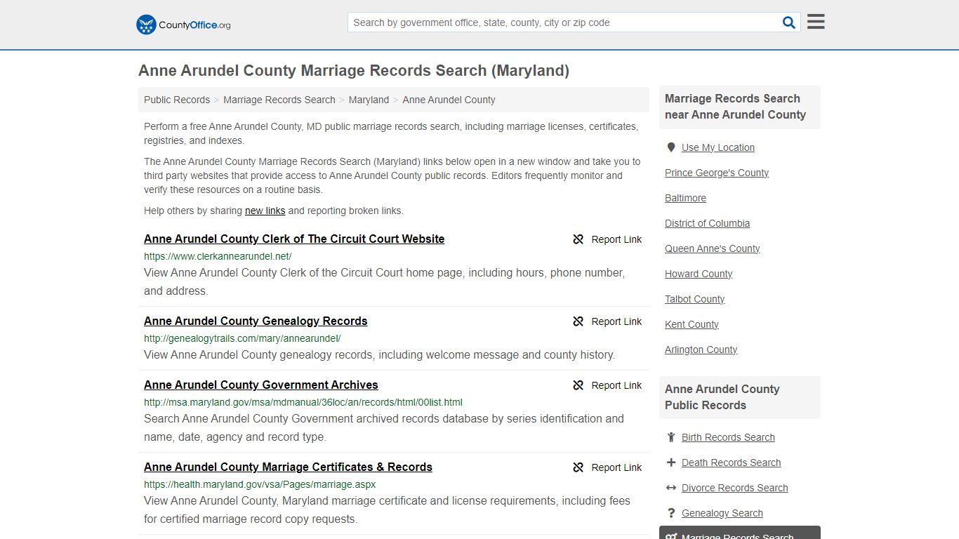 Anne Arundel County Marriage Records Search (Maryland)